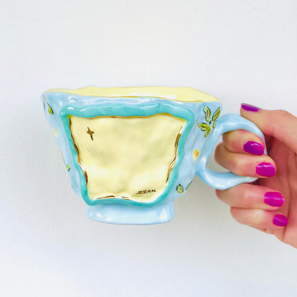The Painted View Ceramic Cup Palm Leaves