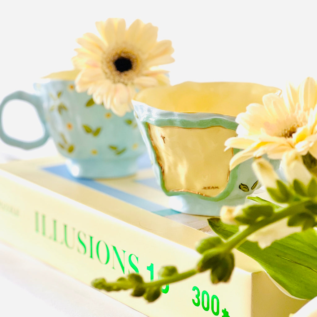 The Painted View Ceramic Cup Palm Leaves